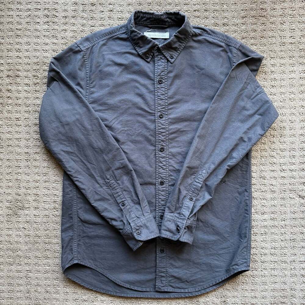 Outerknown Long Sleeve Button-Down Shirt Size S Dark Gray Organic Cotton